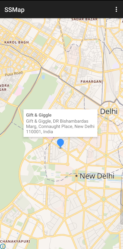 What Here result showing a reverse-geocoded address on the map